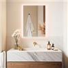LUVODI Specchio Bagno con Luce 50x70cm: Specchio Bagno Led Retroilluminato con Antiappannamento, Dimmerabile 3 Colori Luce, Funzione Memoria, Vetro HD, Impermeabile IP66, 3000K-6000K