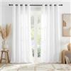 PONY DANCE Tende Bianche Privacy Semitrasparenti per Soggiorno 2 Pezzi 140x220 CM Tende per Camera da Letto e Salotto Moderne Voile Curtains con Anelli Decorazione