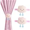 JINGIHE 2 fermatenda per tende a forma di nuvole dei cartoni animati, con fibbia, grazioso nastro per tende per decorare la cameretta dei bambini, ragazze e ragazzi (rosa)