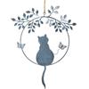 Logbuch-Verlag Corona decorativa gatto: soprammobile in metallo, decorazione parete, appendibile porta finestra, statuetta moderna, regalo amanti dei gatti, finitura argento grigio, 22 × 28 cm