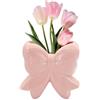 CYUXING Coquette Vase Bow Portapenne in Ceramica Portapenne per Trucco, Design Contemporaneo Decorativo Donna Regali per Casa Ufficio Scaffale Tavolo Soggiorno Classico Rosa