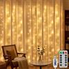HeiPard Tenda Luminosa Natale Interno 3mx3m, 300 LED Tenda Luci Natale con 8 Modalità, Dimmer Impermeabile USB Luci Tenda Esterno Cascata per Camera da Letto, Giardino, Festa, Matrimonio(Bianco Caldo)