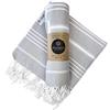 Mioeco Asciugamano turco in autentico cotone - Set di 2 classici di lusso - Asciugamani decorativi organici al 100% per bagno, cucina e casa 51 x 96 cm - (blu notte) (Harbor Grey)