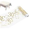 GlauStalos Runner per 30° Compleanno in Oro Lucido, Rotolo Decorativo da Ritagliare 28 cm x 10 m per Tavola, Decorazione per Festa di 30 Anni Donna e Uomo
