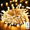 Qedertek Luci Natalizie a Batteria da Esterno, Catena Luminosa 20M 200 LED, Cavo Trasparente, Funzione di Timer, Luci Stringa per Albero di Natale, Luci Bianco Caldo Addobbi Natale