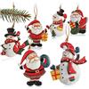 COM-FOUR® 6x Ciondoli in metallo per l'albero di Natale - Addobbi natalizi con pupazzo di neve e Babbo Natale (6 pezzi - grande)