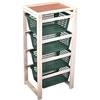House Collection Carrello salvaspazio, cucina, legno naturale chiaro, 4 cestelli in polipropilene, portafrutta 38x32x82h