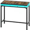YATINEY Tavolo da Bar Galleggiante con Striscia LED Multicolore, Tavolo Alto con Piedi Regolabili, Telaio in Metallo Stile Industriale, per Soggiorno, Sala da Pranzo, Marrone Vintage e Nero