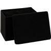 PINPLUS Pouf Rettangolare Contenitore Pieghevole in Tessuto Peluche, Panchetta Salvaspazio per Camera, Salotto e Ingresso, 42x32x32 cm, Nero