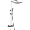 Görbach Colonna Doccia Acciaio Inox con Miscelatore Termostatico, Set Doccia a Pioggia con Asta Doccia Saliscendi Regolabili, Soffione 30x30cm, Grigio