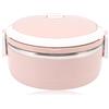 Cyrank Contenitore Per Alimenti Coibentato, Lunch Box Termico Portatile Per Cibi Caldi Lunch Box Rotondo in Acciaio Inossidabile Contenitori Per Il Pranzo Per Adulti Bento Box(Rosa)