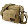 GEARONIC TM Men Vintage Crossbody Canvas Messenger Shoulder Bag Hiking Military Travel Satchel - Khaki