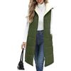 Yuson Girl Gilet da Donna Lungo Giacca Smanicato Invernale Giubbotto Senza Maniche Pile Elegante Leggero Caldo Lunga Piumino con Cappuccio Imbottito Casual Cappotto Invernali(Verde militare, XXL)