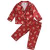 Carolilly Set pigiama per bambini da 2 pezzi, a maniche lunghe, con stampa di omino di pan di zenzero, maglietta + pantaloni, 1-7 anni, Rosso, 2-3 Years