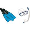 Cressi Rondinella, Pinne da Nuoto, Unisex - Bambino, Blu, 33/34 + Ondina Vip Jr Combo Set Maschera Subacquea e Snorkel, Unisex - Bambino, Trasparente/Blu