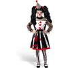 DIIQII Costume da Clown Spaventoso per Bambina: Vestito Arlecchino Sanguinante Bianco e Nero - Abito da Clown per Ragazze Costume di Halloween Festa Cosplay