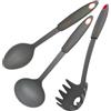 Fackelmann Set di mestoli da cucina 3 pezzi, mestoli da cucina resistenti al calore fino a 200 °C, cucchiaio, mestolo e cucchiaio servispaghetti, Linea Red