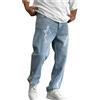 Generico Jeans da Uomo Slim Fit Elasticizzati Lunghi Pantaloni in Denim Vintage Regular Casual Pantaloni Streetwear Y2K Hip Hop Moda Regalo Moto