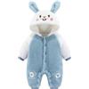 Generic Neonato Carino Coniglietto Tuta Autunno Inverno Pile Body Neonato Ragazzi Ragazze Manica Lunga Button Down Tutine Caldo Termico Primo Compleanno Vestito Pagli, Blu, 9 mesi