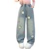 Generico Pantaloni Lunghi Jeans a Vita Alta da Ragazza Leggeri con vestibilità Larga Hip Hop Eleganti di Larghi Baggy Y2k Elastico in per la Spiaggia Viaggi Vacanze Abiti