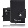 CLICCARTA® Portafoglio Uomo Slim RFID, Porta Carte Uomo Donna con Portamonete e Scomparto Banconote, Compatto ed Elegante, Idea Regalo, Capienza 12 Carte, 20 Banconote e 10 Monete - Nero Saffiano