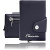 CLICCARTA® Portafoglio Uomo Slim RFID, Porta Carte Uomo Donna con Portamonete e Scomparto Banconote, Compatto ed Elegante, Idea Regalo, Capienza 12 Carte, 20 Banconote e 10 Monete - Blu Saffiano