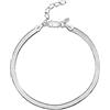 Amberta Bracciale a Serpente Piatto in Argento Sterling 925 per Donna: Bracciale Donna in Argento 3 mm 20 cm