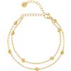 day berlin day.berlin bracciale Ally da donna placcato oro 18k, a doppio filo con palline, 15,5+4cm regolabile, acciaio inox 316L, senza nichel e resistente all'acqua
