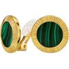 Traveller Orecchini a clip da donna - vera malachite - placcato oro 22 carati - Ø 15 mm - Unico - 112508, 15 mm, Malachite Metallo placcato oro