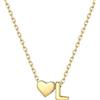 ChicSilver Collana Argento 925 Donna, Collana Donna Oro Cuore con Iniziale Lettera L Lunga 41+5CM, Ciondolo Lettera Ragazza Amicizia Idee Regalo per Compleanno Anniversario Natale