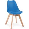 buybuy Kit Sedie GENOVA in PP con piedi in legno di faggio e metallo KITGEN001 (4, Azzurro, 45x53x84)