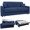 Liberoshopping Divano letto 3 posti sfoderabile in tessuto idrorepellente - apertura a ribalta con rete e materasso aloe - made in italy - modello ROLEN (Blu)