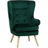 Totò Piccinni Poltrona SUSAN classica comoda con braccioli e schienale alto per un massimo Relax (Velluto Verde)