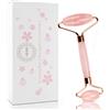 ROSO Roller Viso in Quarzo Rosa + Gua Sha - Massaggiatore Antiage per Viso e Collo - Riduce Gonfiore, Occhiaie e Rughe - Accessorio Skincare con Confezione Regalo