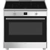 Smeg CG90CIXT - Cucina induzione 4 fuochi con forno elettrico, 90x60 cm, Classe energetica A