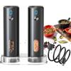 Gaogodot Macina Sale e Pepe Elettrico Set, Macina Spezie e Sale Grosso Elettrico con Base, Macinapepe Grinder in Ceramica Rugosità Regolabile, Set Trita Spezie Automatici Ricaricabile USB per Cucina e Tavola