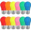 Caldarax Lampadine Colorate LED E27 2W, Colori Misti Rosso Verde Blu Arancione Giallo Rosa, Equivalente 20W Lampadina a Incandescenza, K45 Lampadine Colorate a LED, per Halloween Natale Party Bar, 12 Pezzi