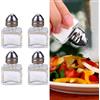 Luxiremi Spargisale e pepe, saliera e pepe, set di sale e pepe, mini set di sale e pepe, con imbuto piccolo cubo in vetro, contenitore per cucina, ristorante, viaggi, campeggio, feste
