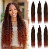 BARSDAR Ocean Wave Crochet Braiding Hair, 55cm 6 confezioni Deep Wave GoGo Curl Crochet Hair per Donne Sintetici Boho Braids Lunga Ondulati Ricci Treccine Capelli Estensione - Nero Ombre Rame Rosso