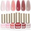 SUPWEE Set di 6 colori per unghie, ad asciugatura rapida, a base di olio rosa nudo, lucidante fai da te, per donne, manicure, senza lampada UV
