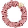By Eloise London Gold Heart Silk Scrunchie colore Champagne Pink