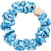 By Eloise London Gold Heart Silk Scrunchie colore Blue Leopard
