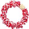 By Eloise London Gold Heart Silk Scrunchie colore Red Leopard