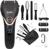 Bauer Professional 38729 Dispositivo di rimozione della pelle dura della lima elettrica del piede con accessori/Kit pedicure del callo ricaricabile/Set da viaggio impermeabile