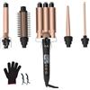 Layhou Ferro Arricciacapelli 5 in 1 Piastra Capelli Onde, Arricciacapelli 3 Fusti con LCD 80-230℃Temperatura Regolabile Riscaldamento Rapido PTC,9-36MM Ferro Per Capelli in ceramica con Guanto e 2 Clip