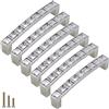 Sinyiol 6 pomelli a forma di U per cassetti in vetro cristallo, moderni, decorati e lucidi, in lega di zinco, per armadietti, armadi, cassettiere e porte (distanza tra i fori di 9,7 cm, argento, 6