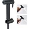 WRKMH Doccetta per Bidet Nero Spruzzatore per Bidet Ottone Idroscopino per WC, con Spruzzatore a Doppia Funzione in Ottone, 1.2M Tubo Doccia, Staffa
