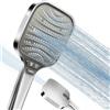 HNOOM Soffione Doccia, Doccino per Doccia Alta Pressione, 120mm Doccetta Grande con 8 Modalità di Getto per Bassa Pressione dell'Acqua, Flusso Potente & Risparmio Idrico, Universale (Argento)