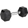 #DoYourFitness 1X Manubrio Esagonale - Maniglie cromate - Manubri professionali gommati e antiscivolo - Pesi per allenamento casa, palestra, outdoor - 5 Kg