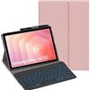 YHFZR Custodia Tastiera per Samsung Galaxy Tab S11 Tablet 11 Pollici SM-X730/X736B, [QWERTY Layout] 7 Colori Retroilluminati Ultra Sottile PU Cover Tastiera Rimovibile, Rosa